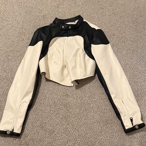Forever 21 Black and Cream Leather Jacket